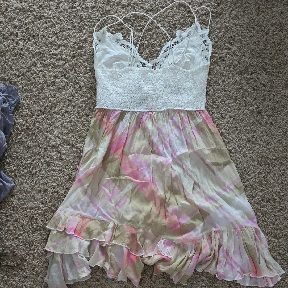 NWOT Free People Adelle Plaid Dress Sz Lg - Picture 4 of 5